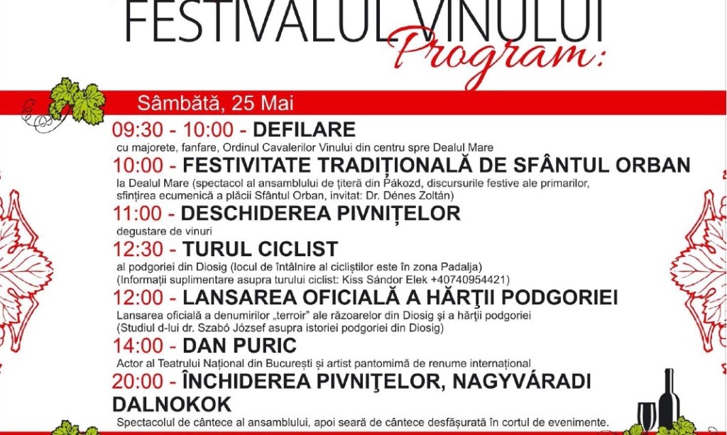Festival vin diosig sambata 25 mai 2013 program