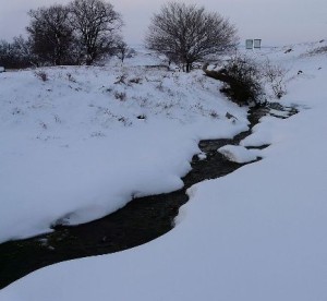 Iarna, curs de apa pe Valea Serparu